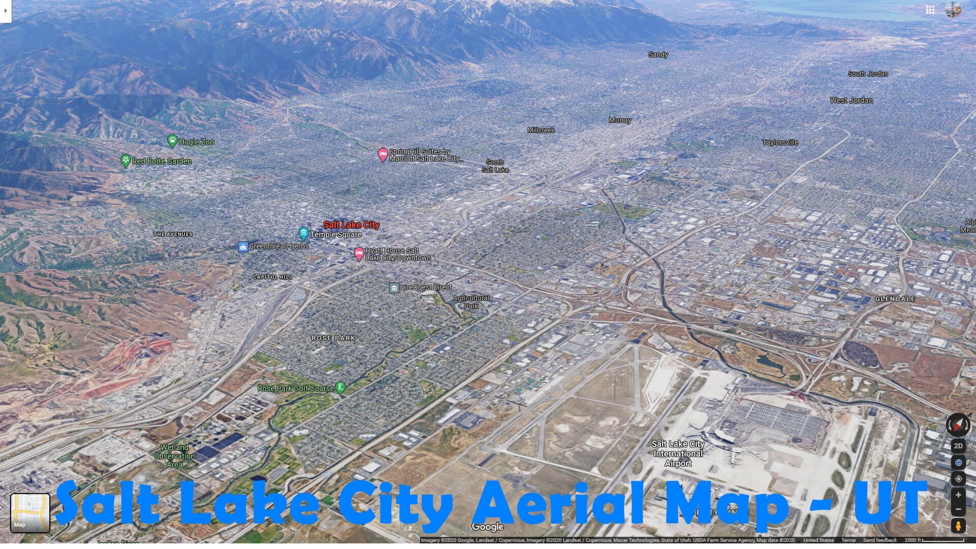 Salt Lake City Aerial Map   UT